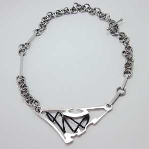 Artistic Leather Lace-up Steelx Necklace with Toggle - N109